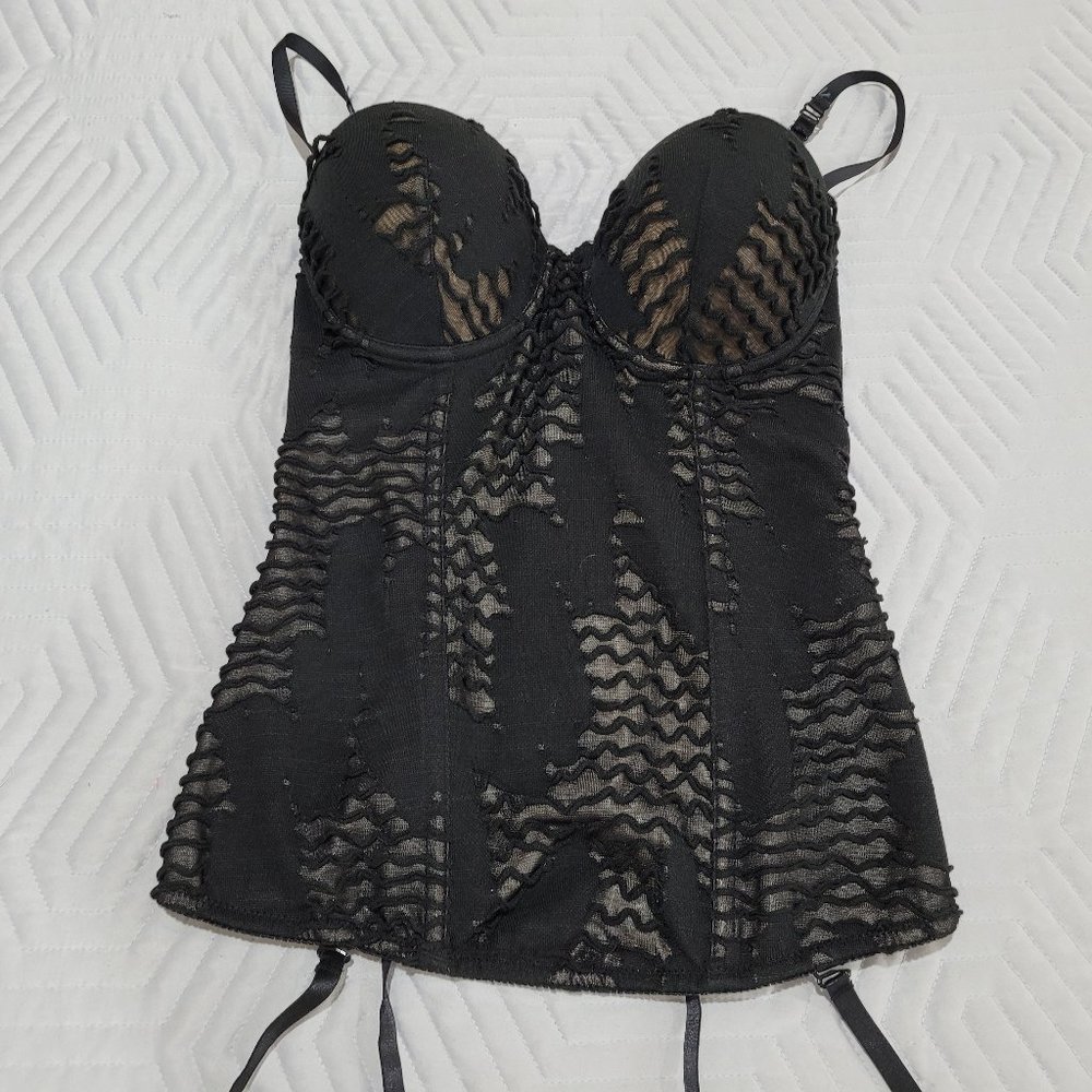 Frederick's Sexy Bustier Corset Nude Garter S